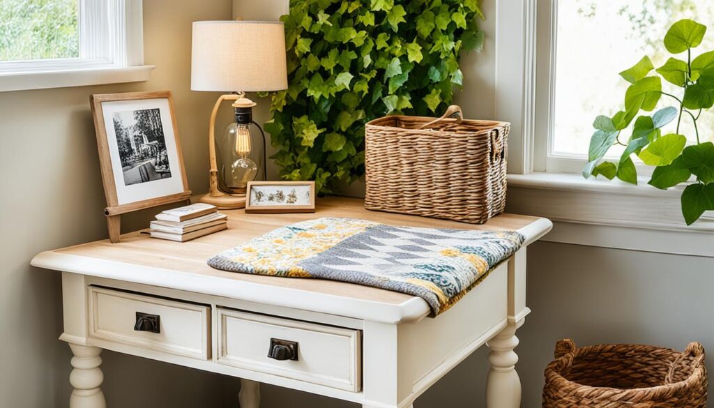 Natural materials in a cottagecore home office