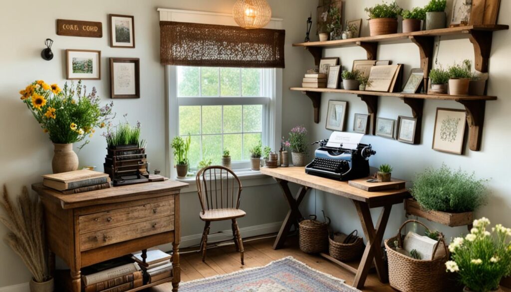 rustic decor in a cottagecore home office