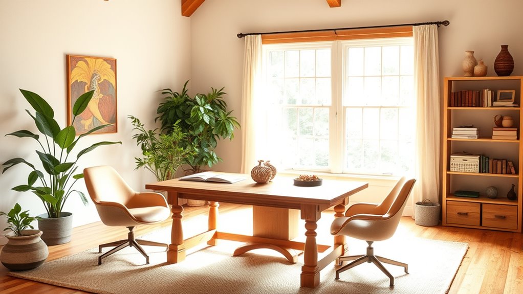 balanced farmhouse workspace setup