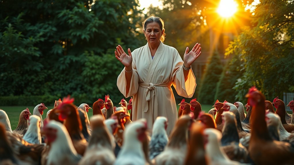 chanting for peaceful chickens