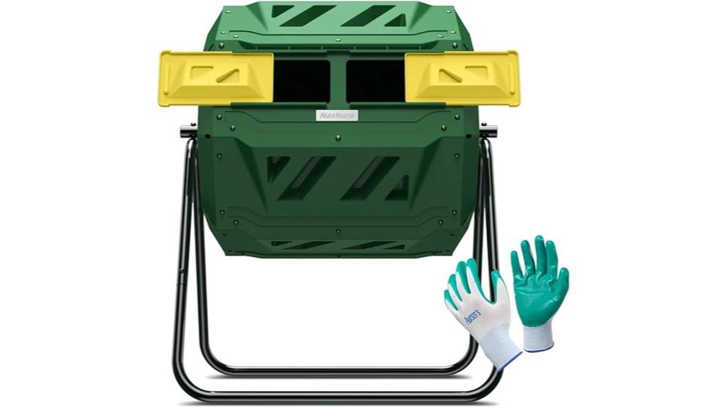 compost tumbler with gloves