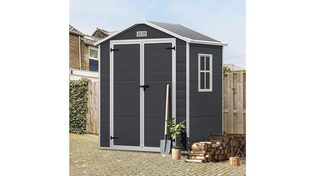 dark gray resin shed