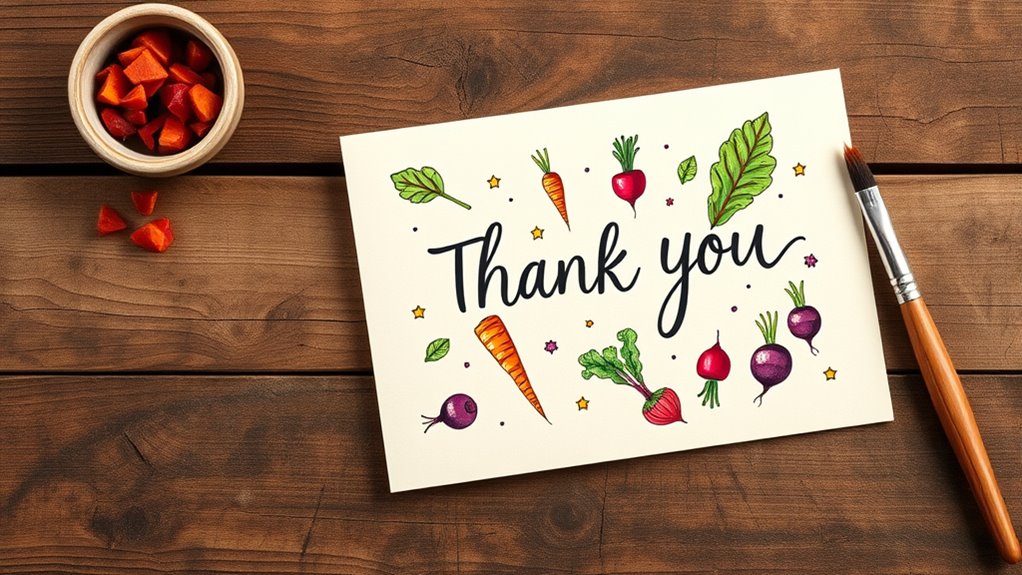 decorative veggie themed thank you notes