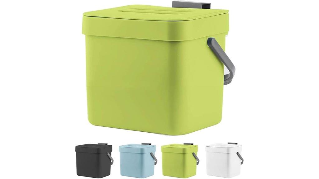 green hanging trash can