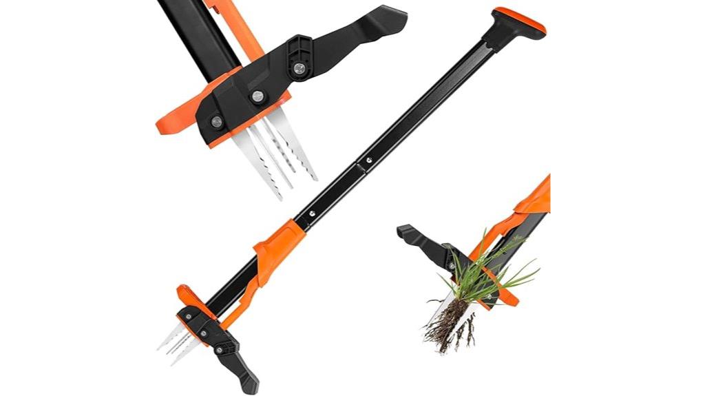 long handled steel claw weed puller