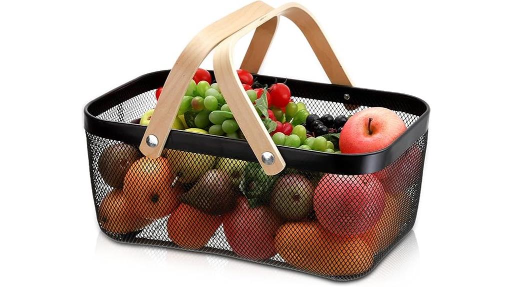 mesh storage basket with handle