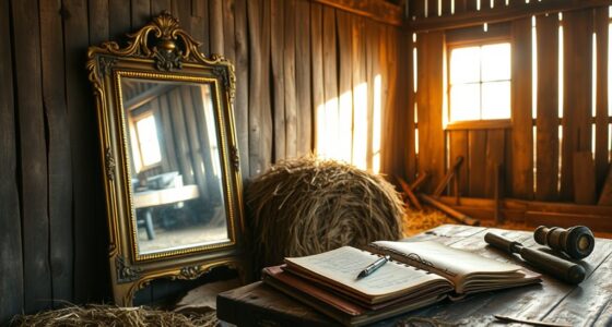 mirror journal in barn