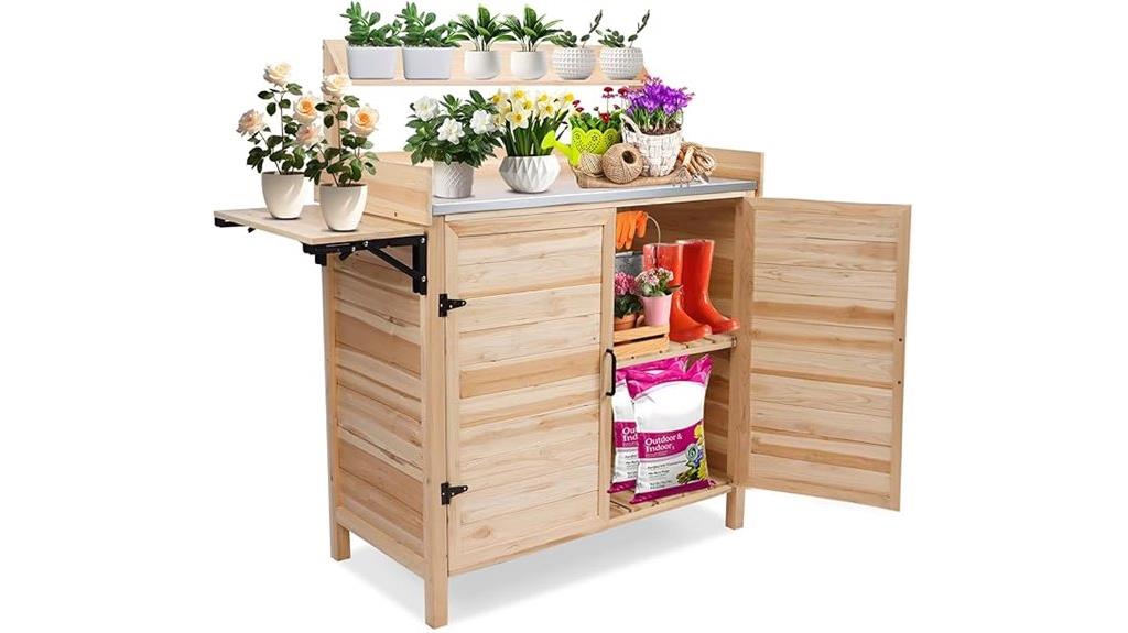 outdoor potting bench storage