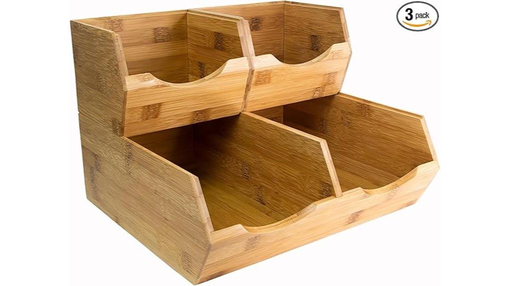 set of three bamboo bins