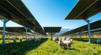 sheep grazing beneath solar panels
