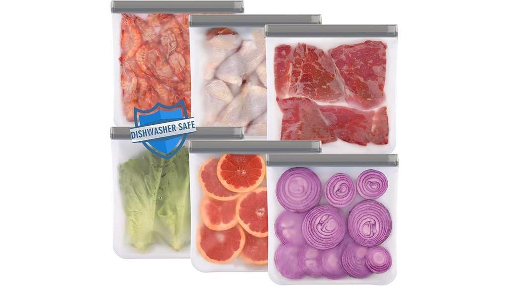 six reusable gallon bags