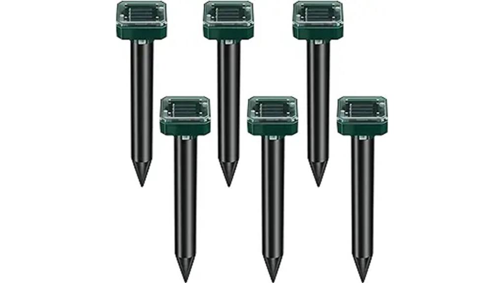 six solar mole repellent stakes