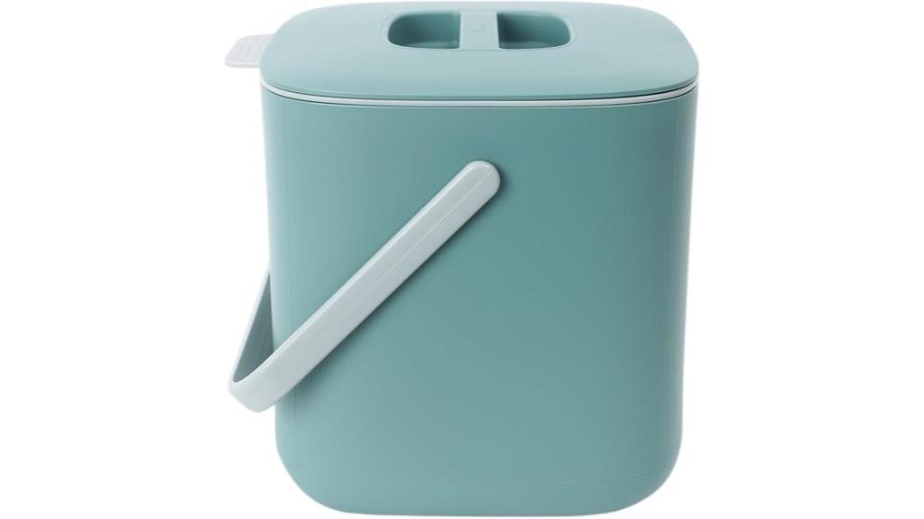 small blue compost bin