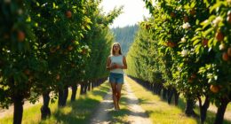strolling through fruit groves