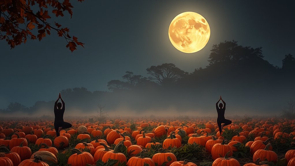 sunset moonrise tranquil scene