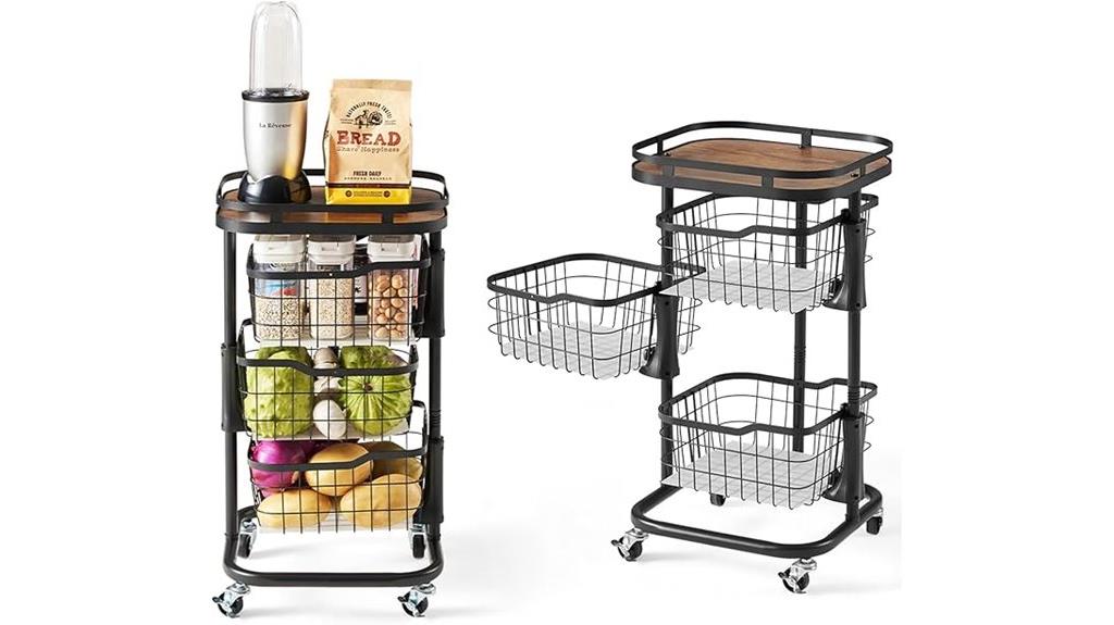 three tier vegetable storage cart