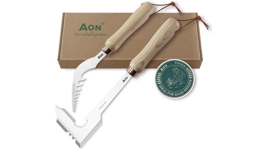 two piece hand weeding tool