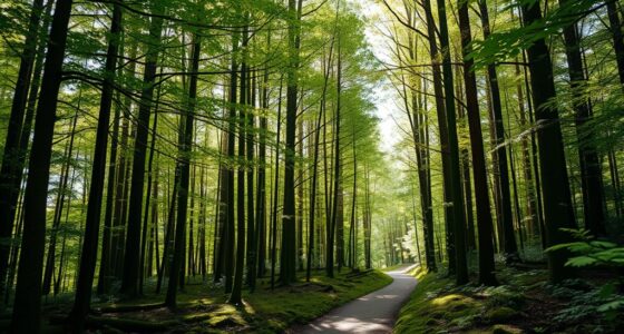 walking through windbreak forests