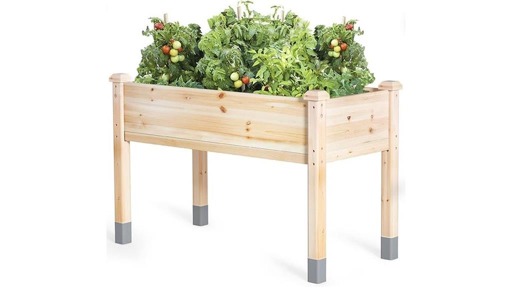 wooden garden bed with legs