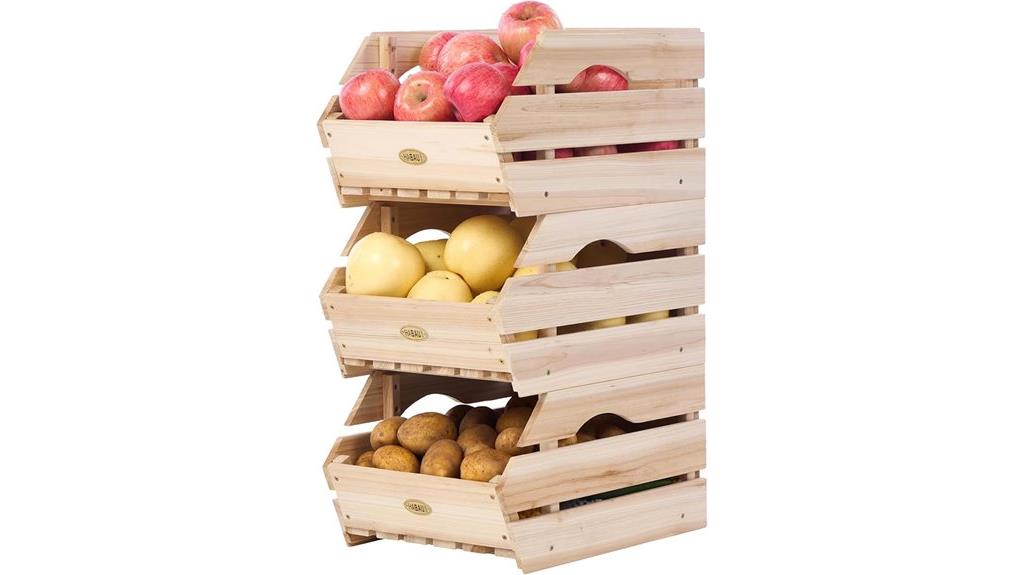 wooden produce storage bins