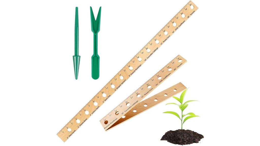wooden seed spacing tool