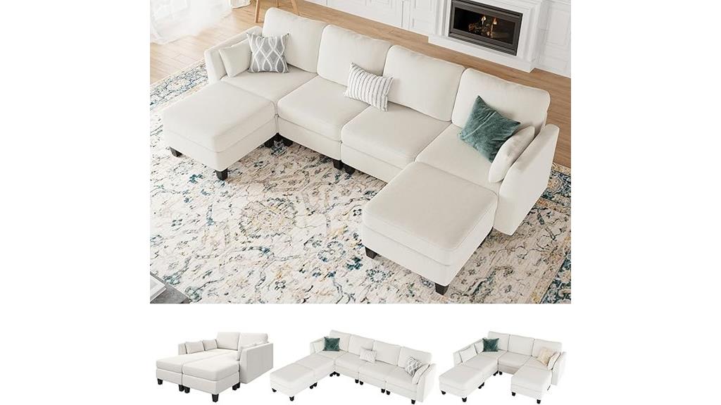 beige modular u sofa