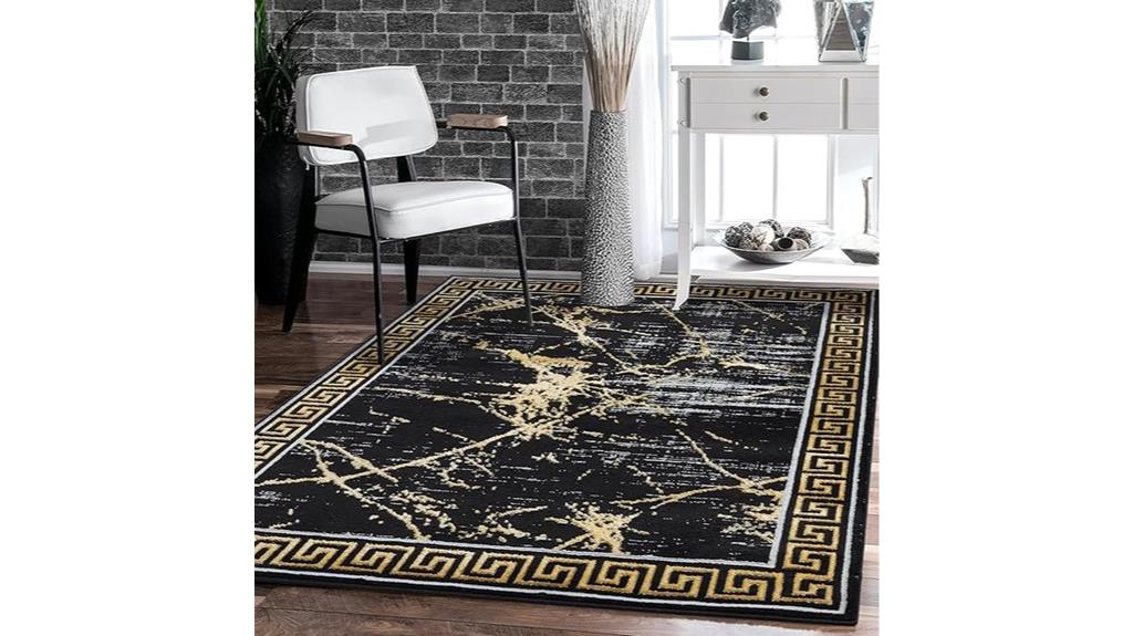 black gold marble rug