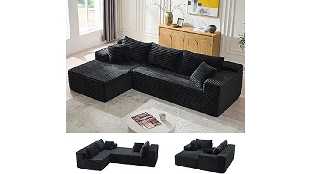 black l shaped sectional