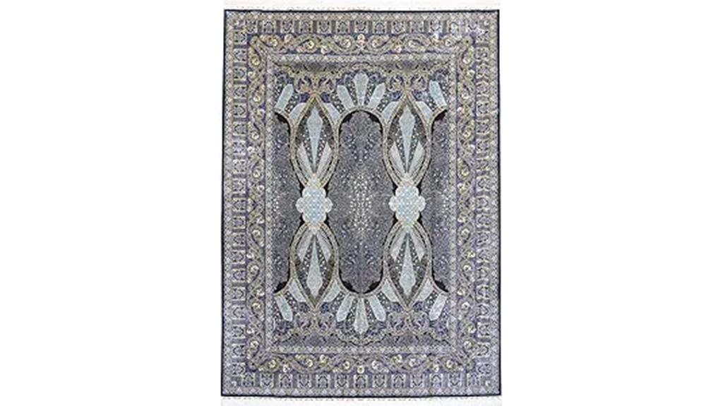blue hand knotted silk rug