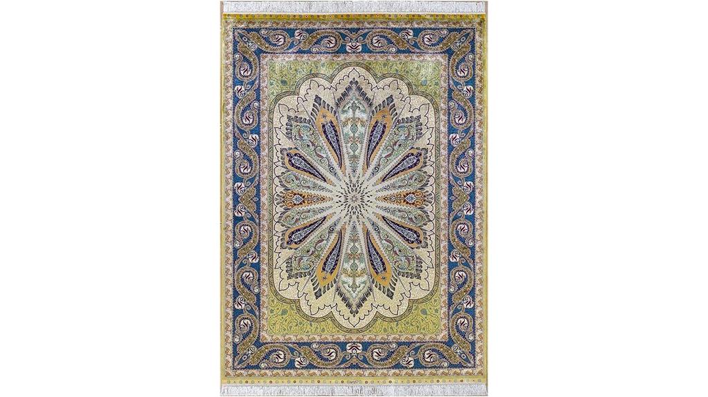 blue handwoven medallion rug