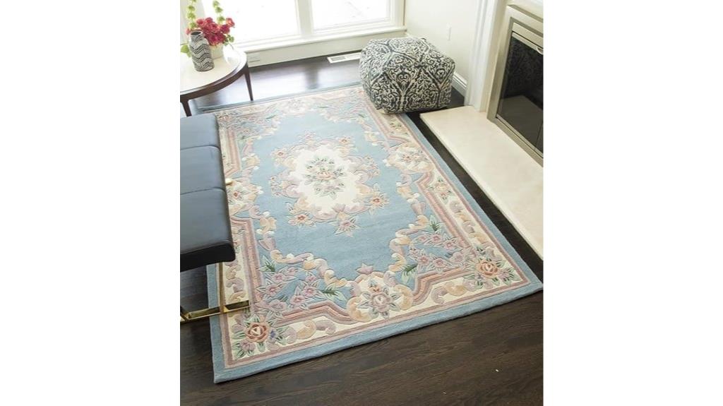 blue wool aubusson rug