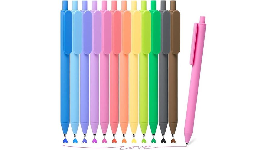 colorful retractable gel pens