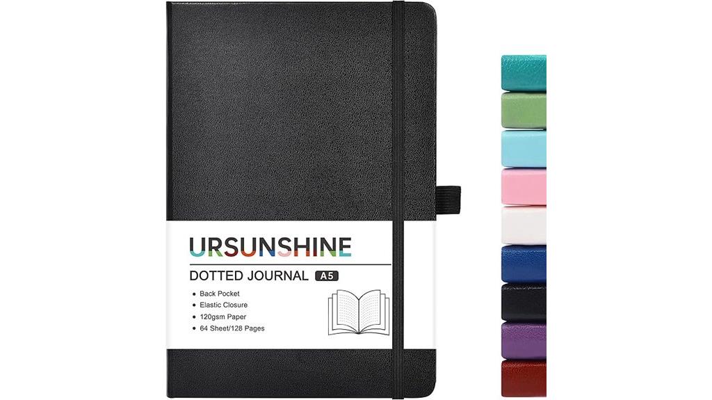 dotted hardcover journal with pen