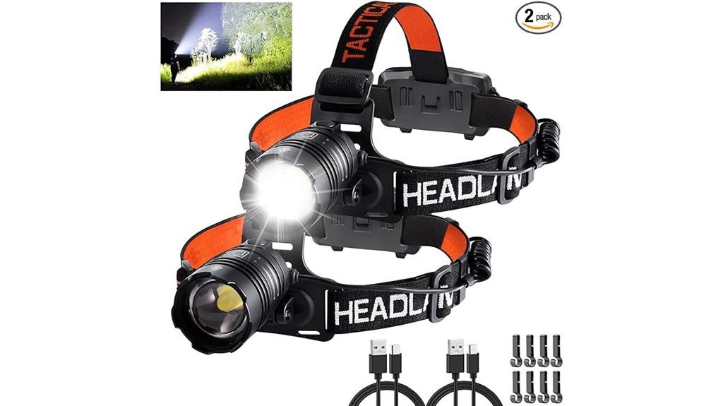 dual rechargeable waterproof headlamps