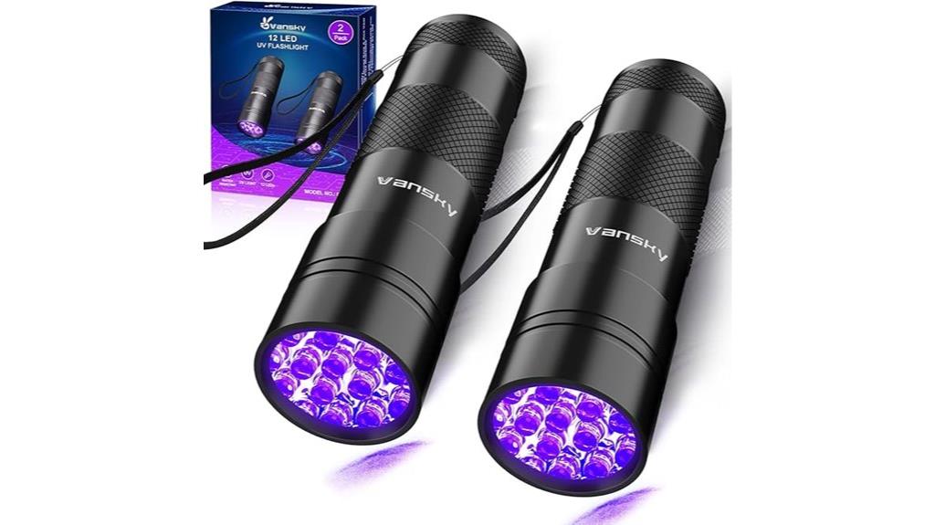 dual uv black light flashlights