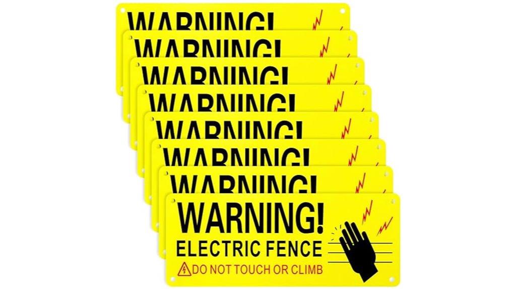 eight metal fence signs
