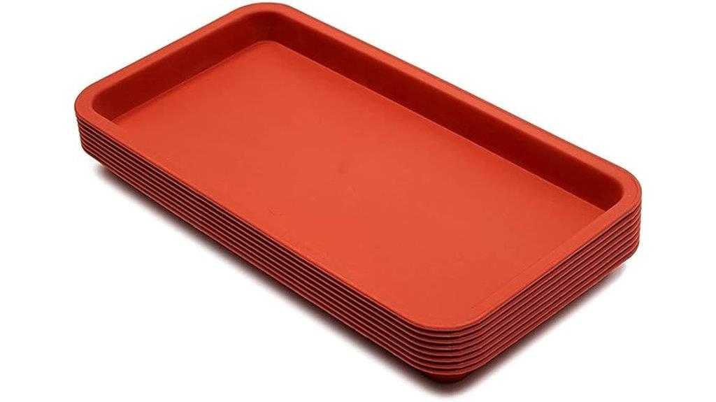 eight plastic plant trays