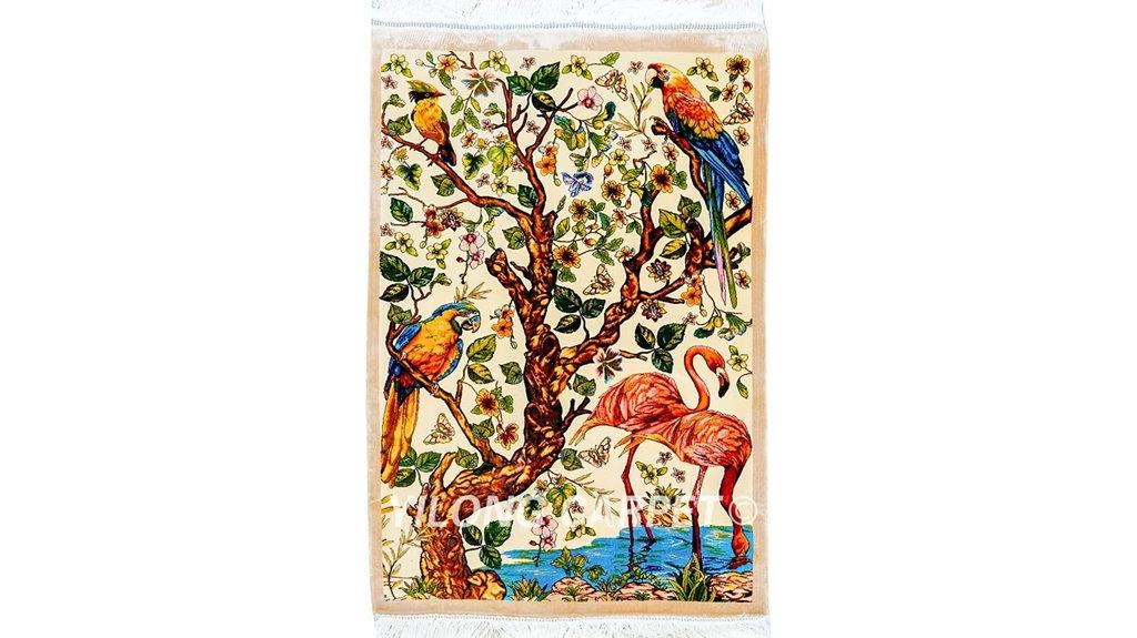 floral handmade silk rug