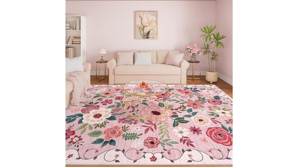 floral non slip washable rug