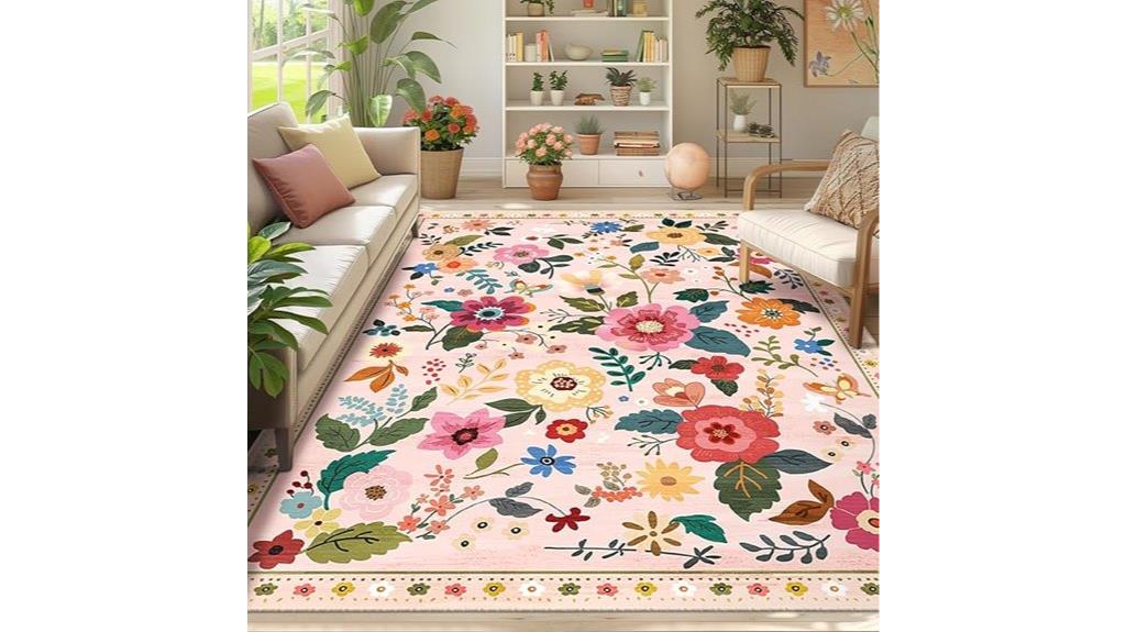 floral washable non slip rug