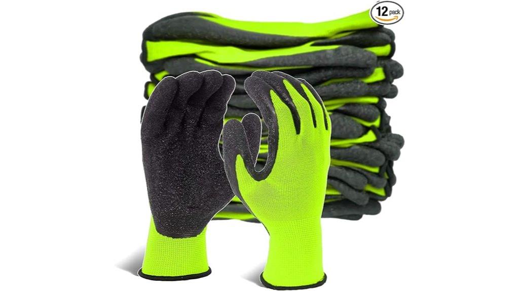 green latex work gloves