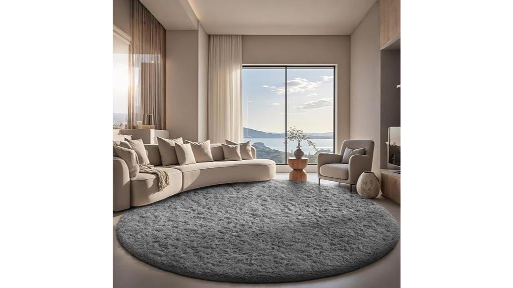 grey circular 8ft rug