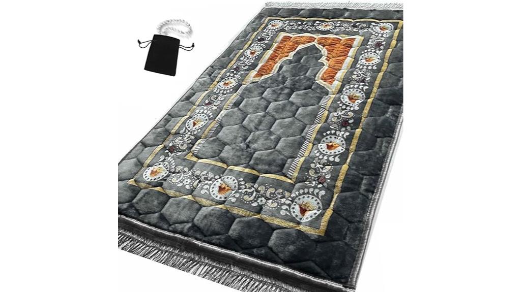 grey padded prayer rug