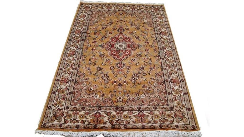 hand knotted wool silk rug