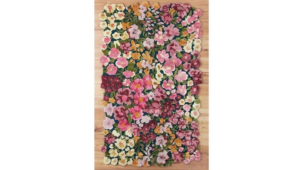 handmade floral silk rug