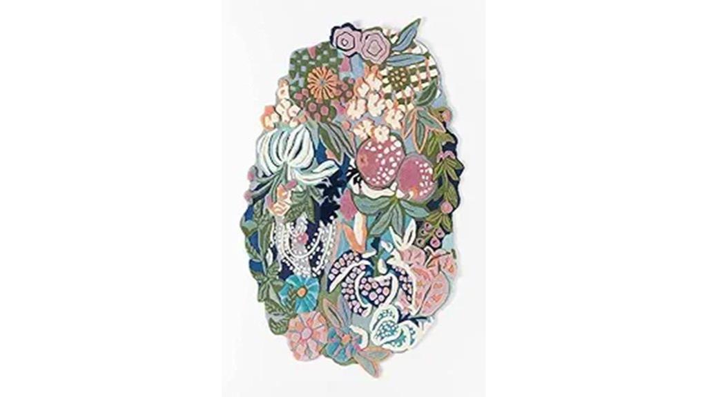handmade multicolored flower rug