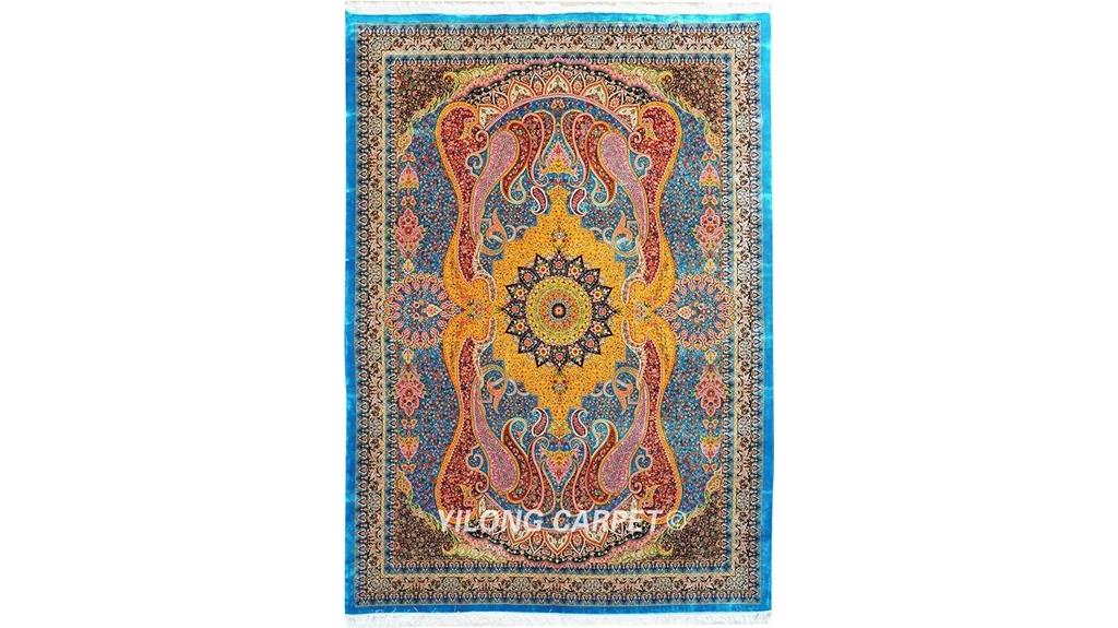 handmade silk floral rug