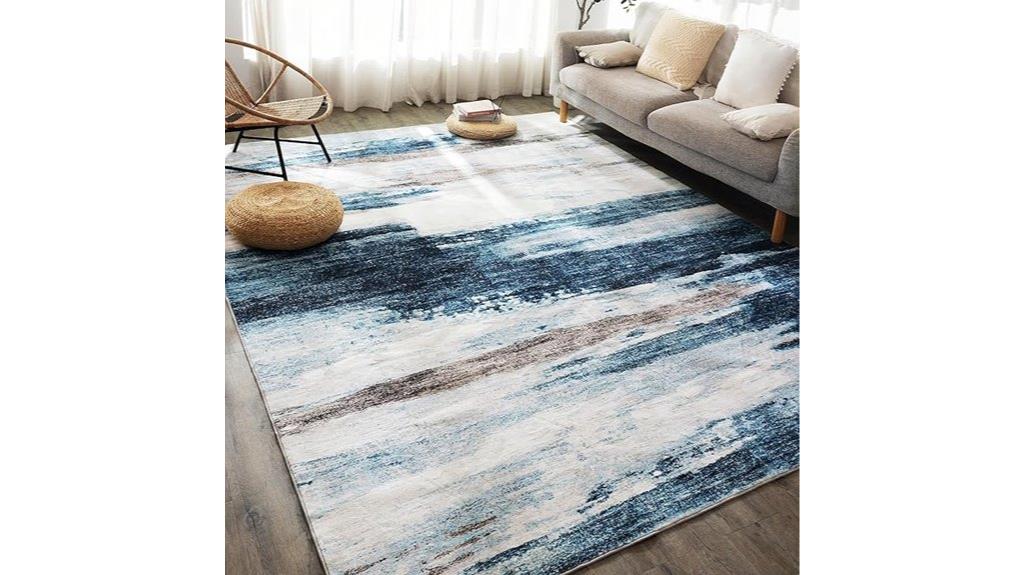 large blue living rug