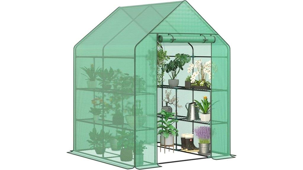 mini greenhouse with shelves