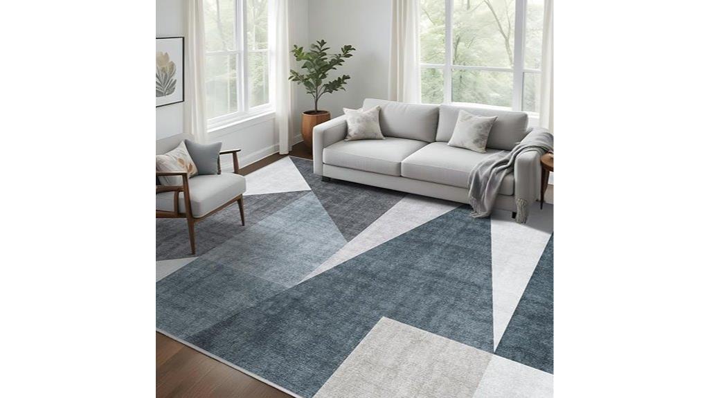 modern washable geometric rug